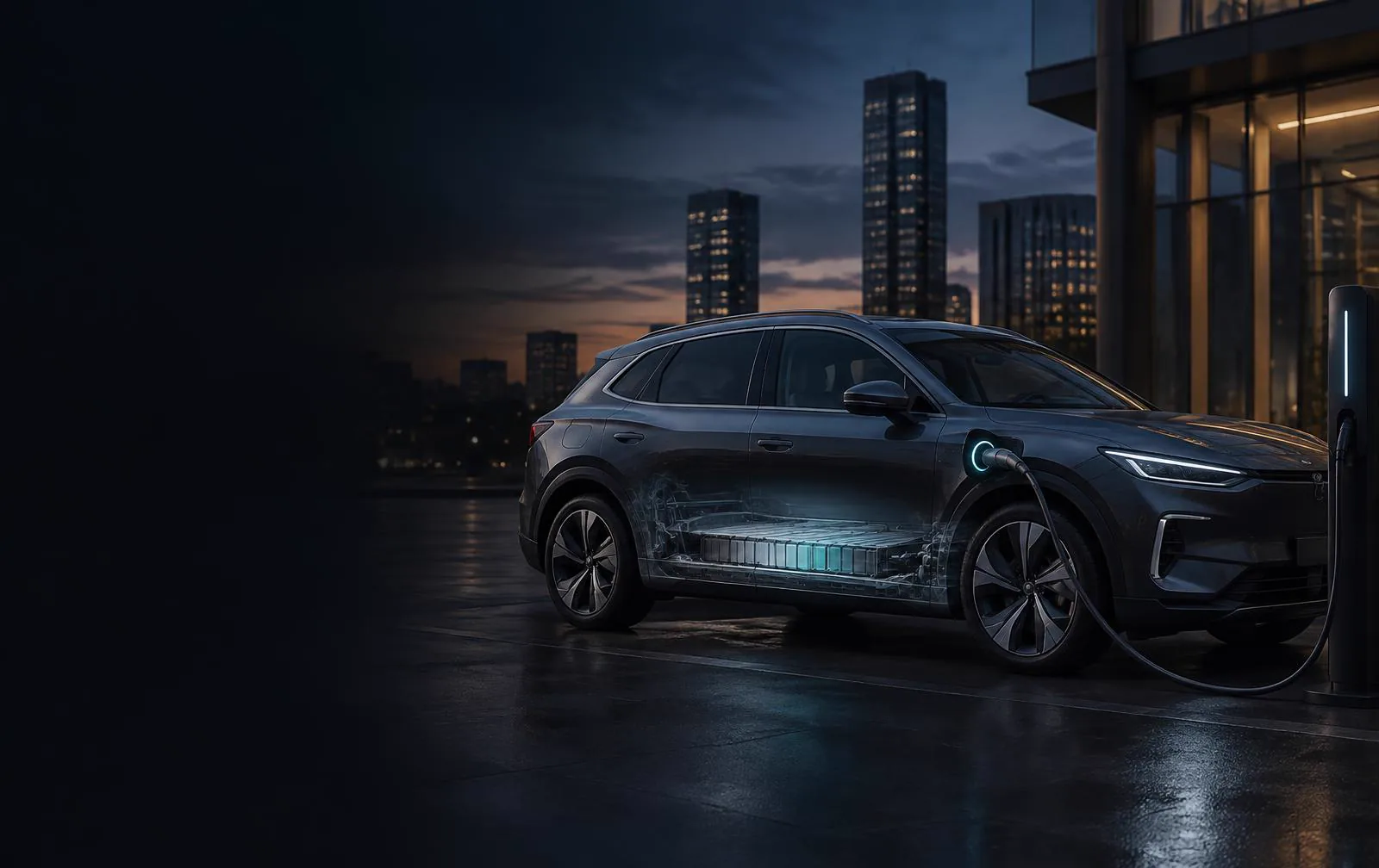 Nowoczesny samochód elektryczny podczas mobilnej diagnostyki